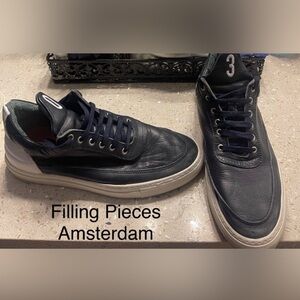 Filling Pieces Men's Dark Blue Leather Sneakers